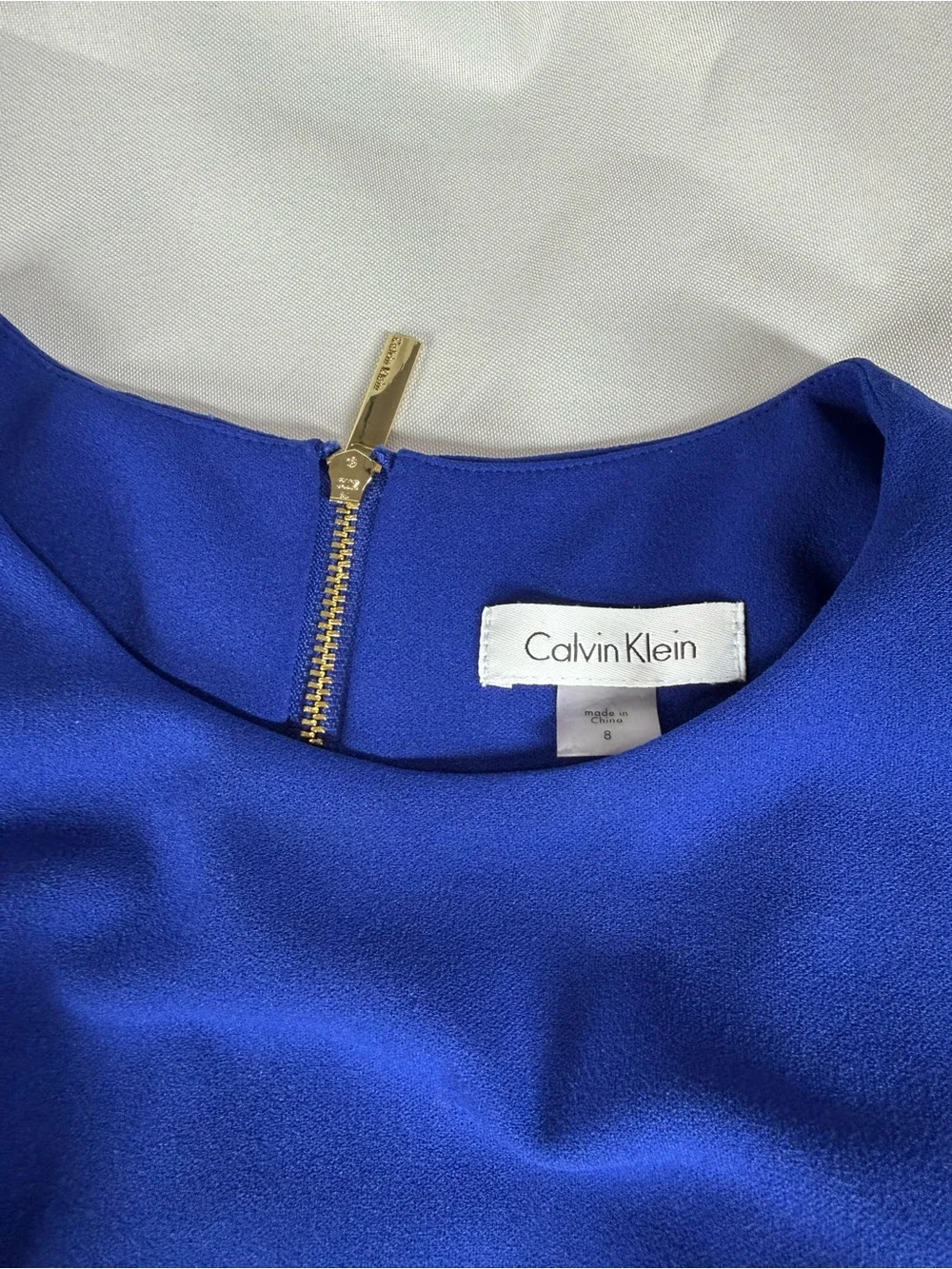 Calvin Klein Royal Blue Ruffle Sleeve Midi Sheath Dress - Picture 5 of 9